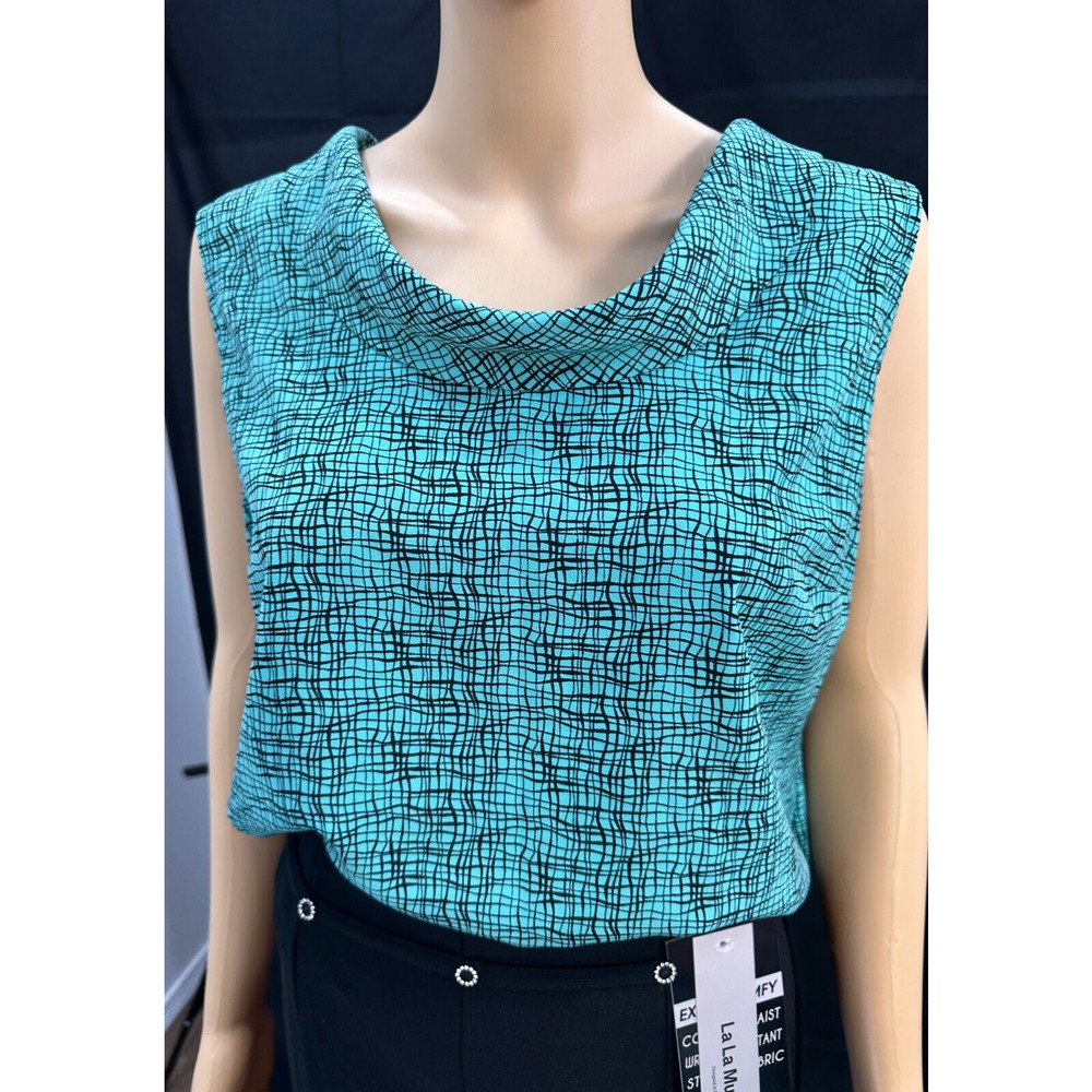 Sleeveless blouse gren/black, Silk/Polyester, new with tag